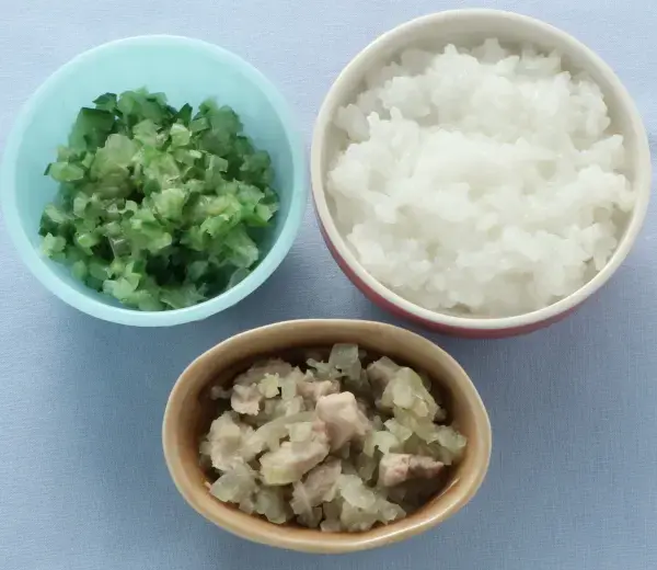 鶏肉と玉葱のレンジ蒸し レタスと胡瓜の煮びたし
