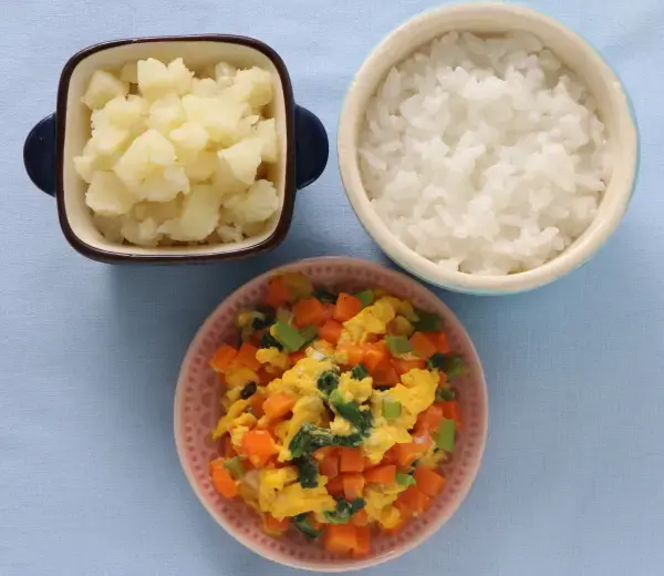 野菜の卵とじ つぶしポテト