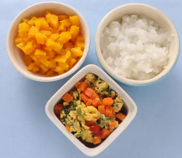 ほうれん草の卵あえ かぼちゃのやわらか煮