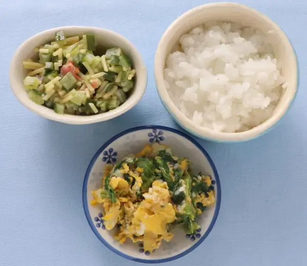 レタスの卵とじ スパゲティサラダ