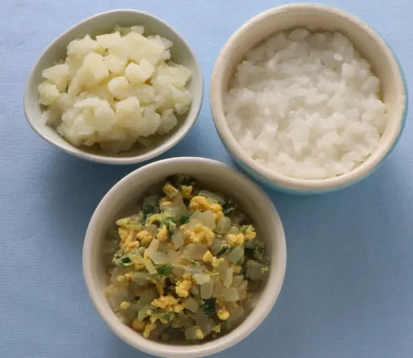 野菜の卵あえ つぶしポテト