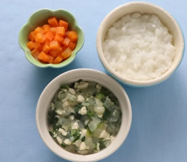 くずし豆腐と野菜のとろみ煮 人参の甘煮