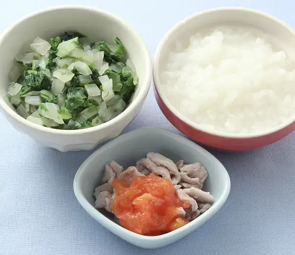 豚しゃぶのトマトソースがけ レタスと玉葱のお浸し