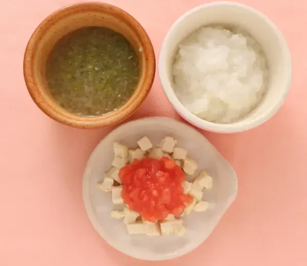 豆腐ステーキ トマトソースがけ 野菜スープ