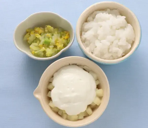 ポテトのヨーグルトがけ 白菜のコーンあえ