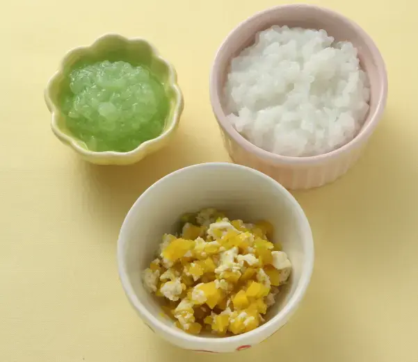豆腐とかぼちゃのつぶしあえ 胡瓜のとろとろ