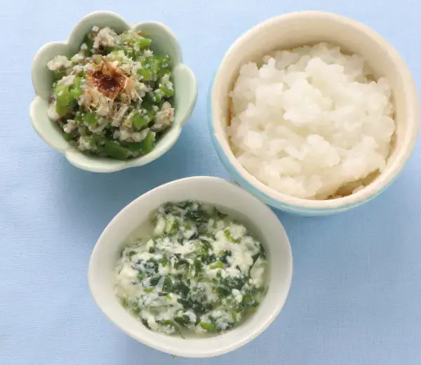 レタスの白あえ風 きのことピーマンのお浸し