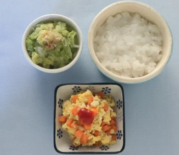 野菜オムレツ 白菜のおひたし