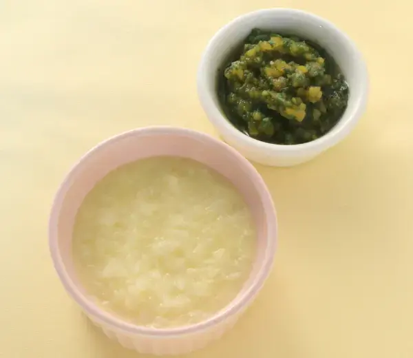 卵がゆ かぼちゃとレタスのあえもの