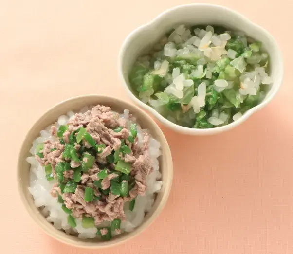 牛丼 レタスともやしのあえもの