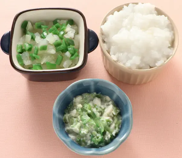 豆腐サラダ 玉葱とピーマンのやわらか煮