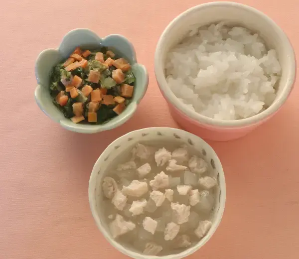 鶏肉と玉葱の煮もの レタスのあえもの