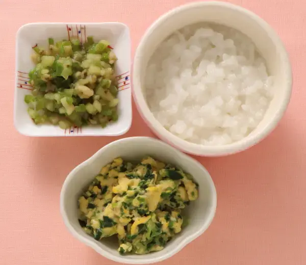 青菜の卵とじ なすとピーマンのおひたし