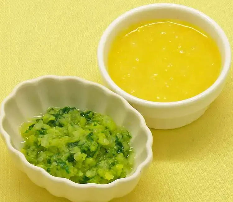 卵がゆ 白菜と水菜の煮びたし